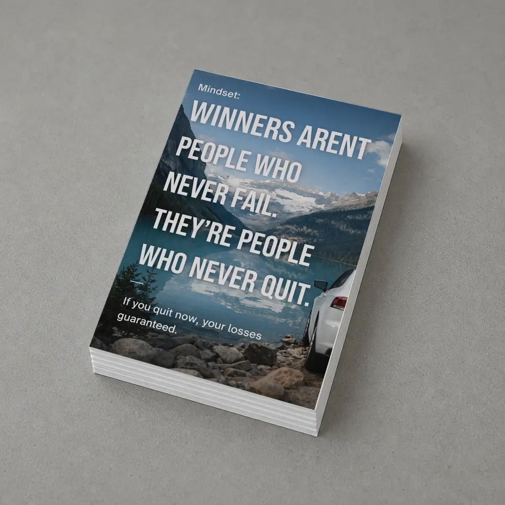 Winners Never Quit Mindset Mountain Lake – Postcards