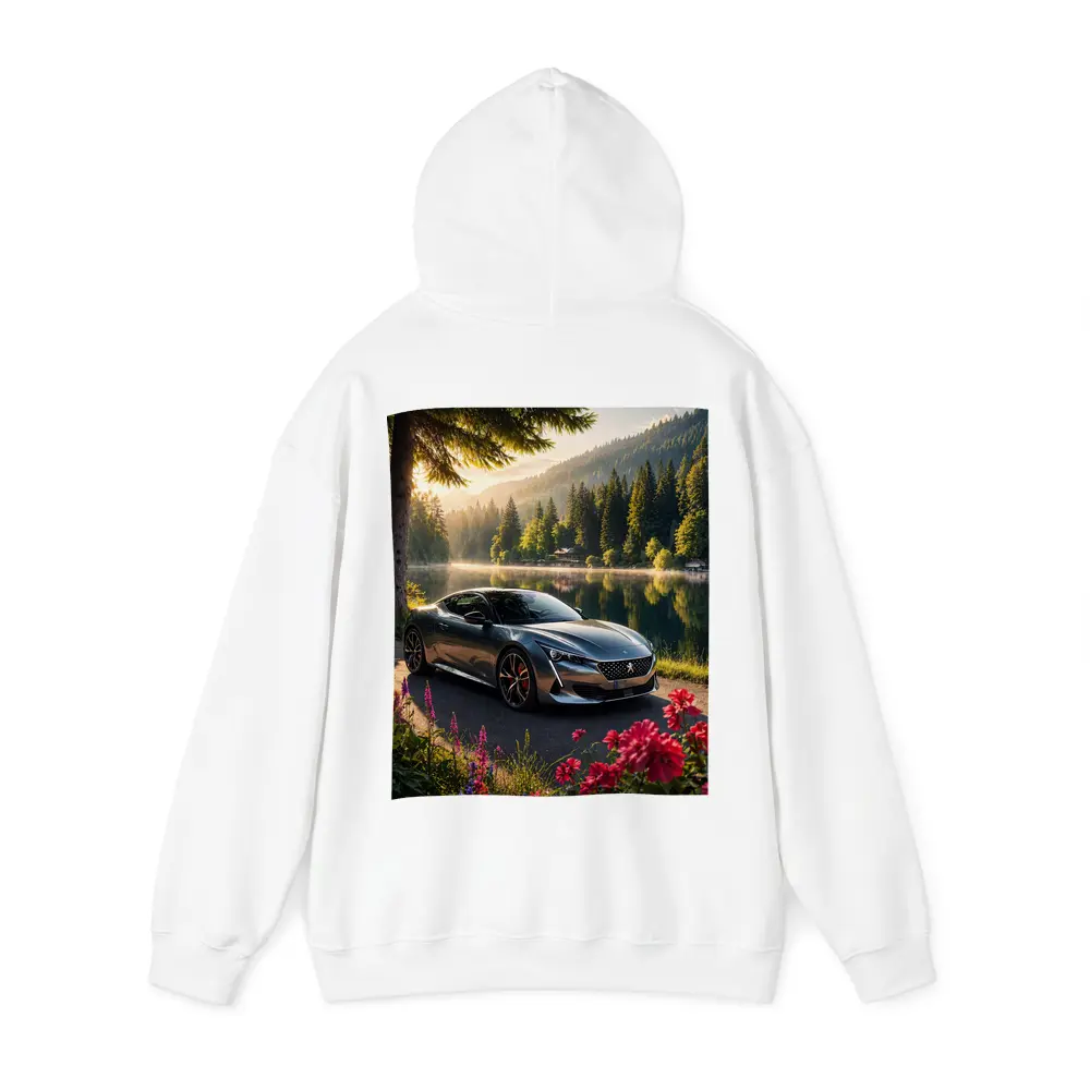 Peugeot Sport Car Lakeside Forest Sunrise – Hoodies