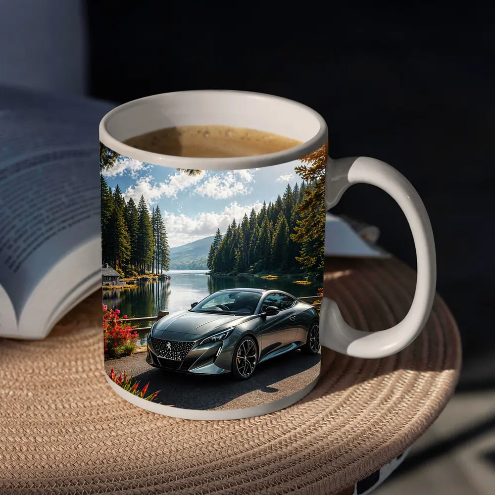 Peugeot Sport Coupe Parked By Forest Lake – Mugs