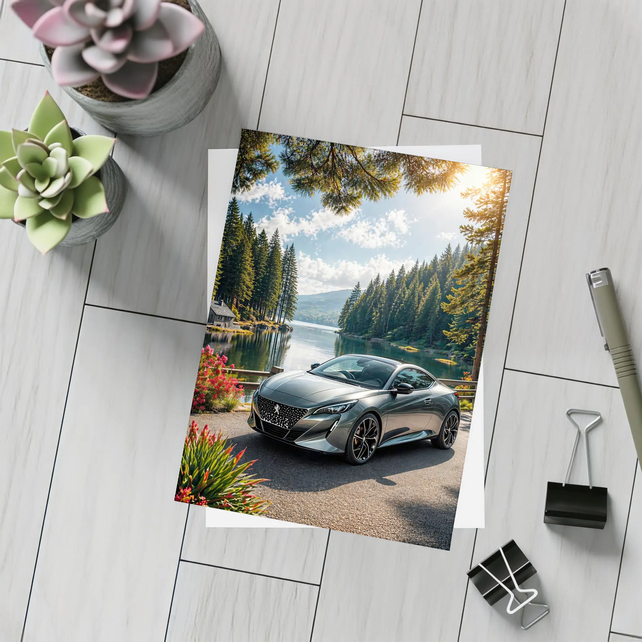 Peugeot Sport Coupe Parked By Forest Lake – Postcards