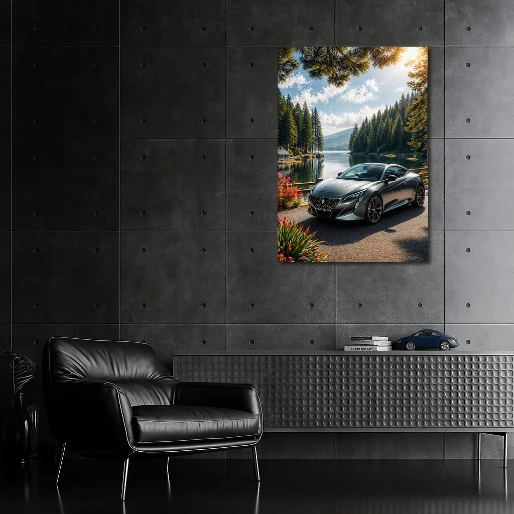 Peugeot Sport Coupe Parked By Forest Lake – Wall Art