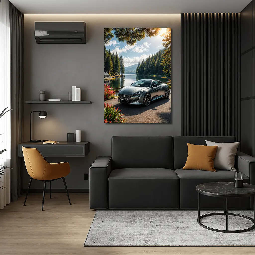 Peugeot Sport Coupe Parked By Forest Lake – Wall Art