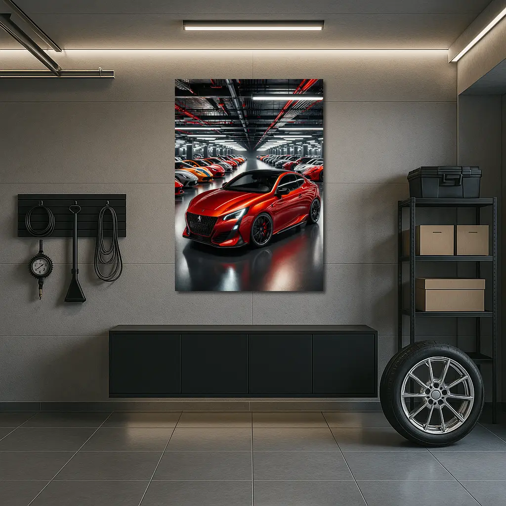 Peugeot Sport Red Car Indoor Parking Garage – Wall Art