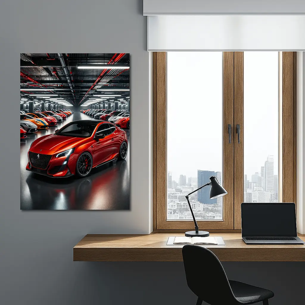 Peugeot Sport Red Car Indoor Parking Garage – Wall Art