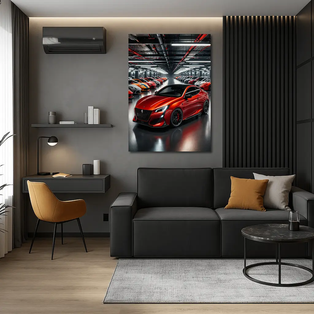 Peugeot Sport Red Car Indoor Parking Garage – Wall Art