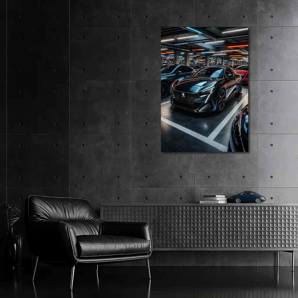Peugeot Sport Black Car Underground Parking – Wall Art
