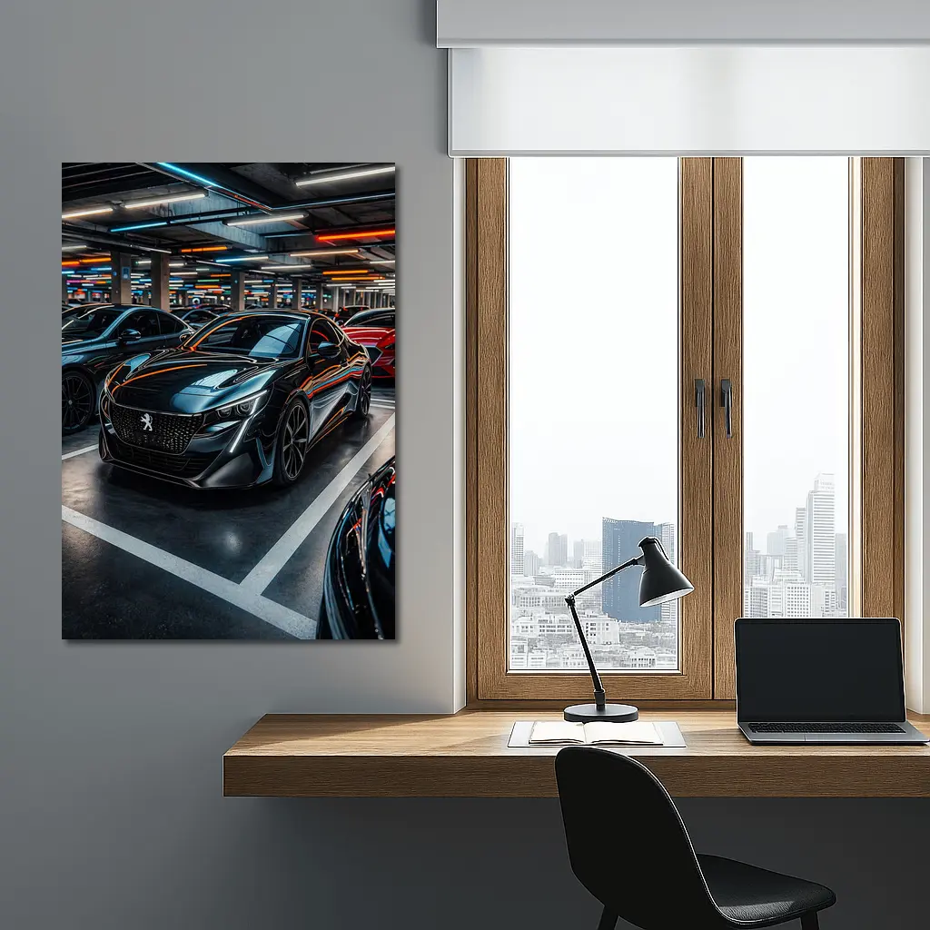 Peugeot Sport Black Car Underground Parking – Wall Art