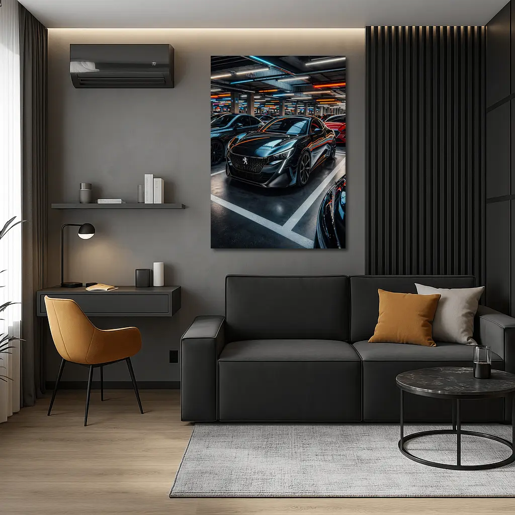 Peugeot Sport Black Car Underground Parking – Wall Art