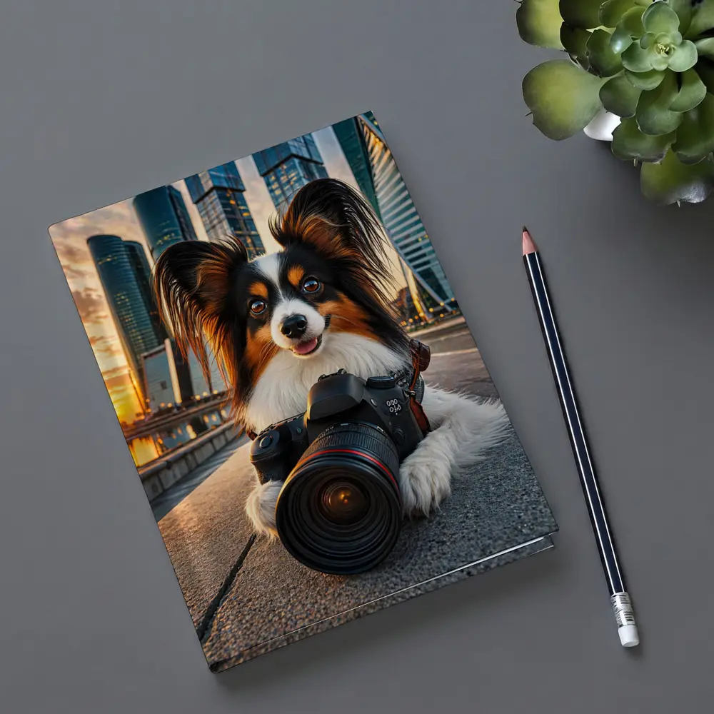 Papillon Dog With Camera City Skyline – Notebooks