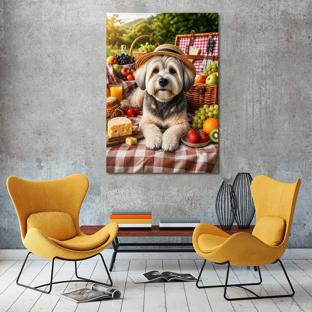 Havanese Dog Picnic Straw Hat Fruits – Wall Art