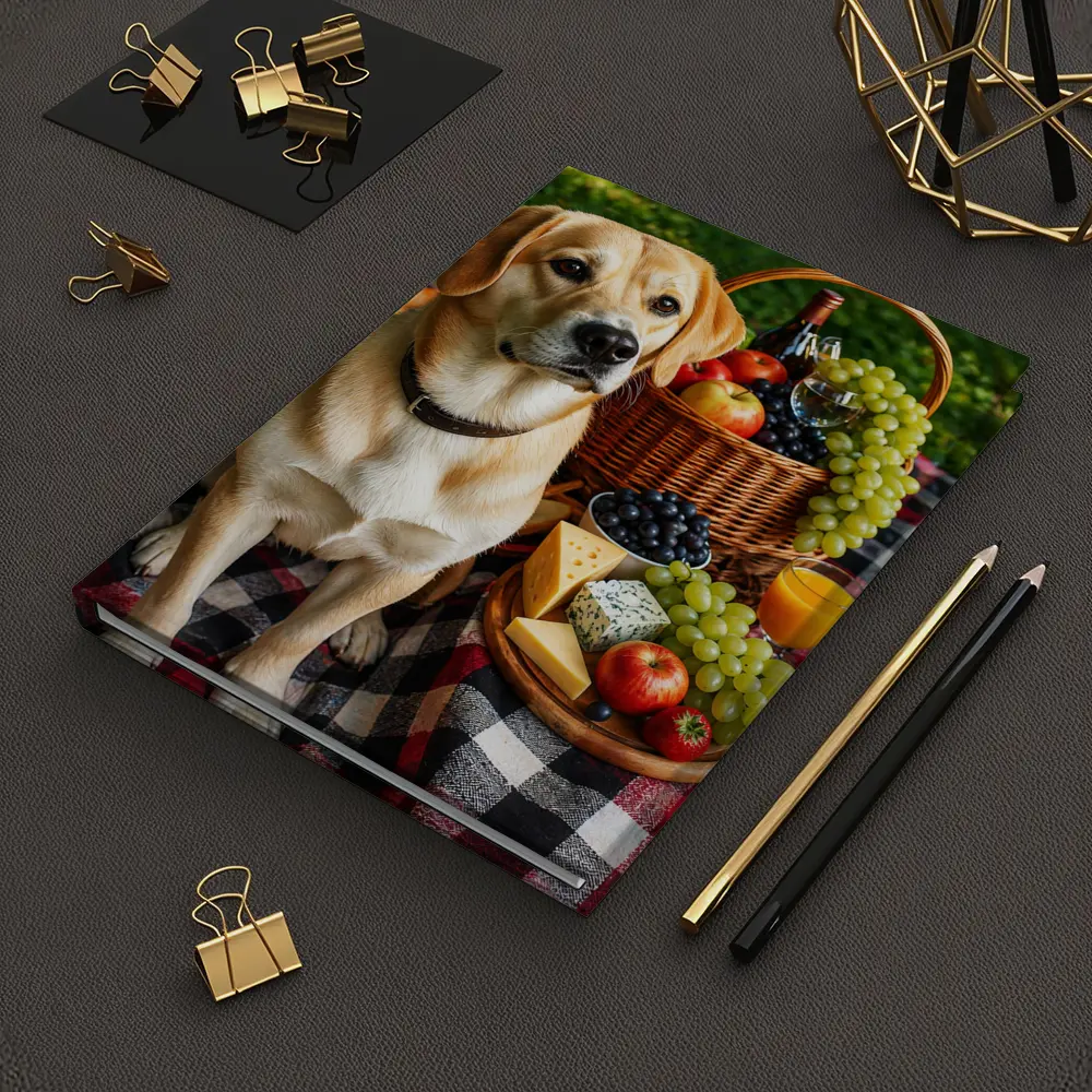 Labrador Retriever Picnic Plaid Blanket Cheese Fruit – Notebooks