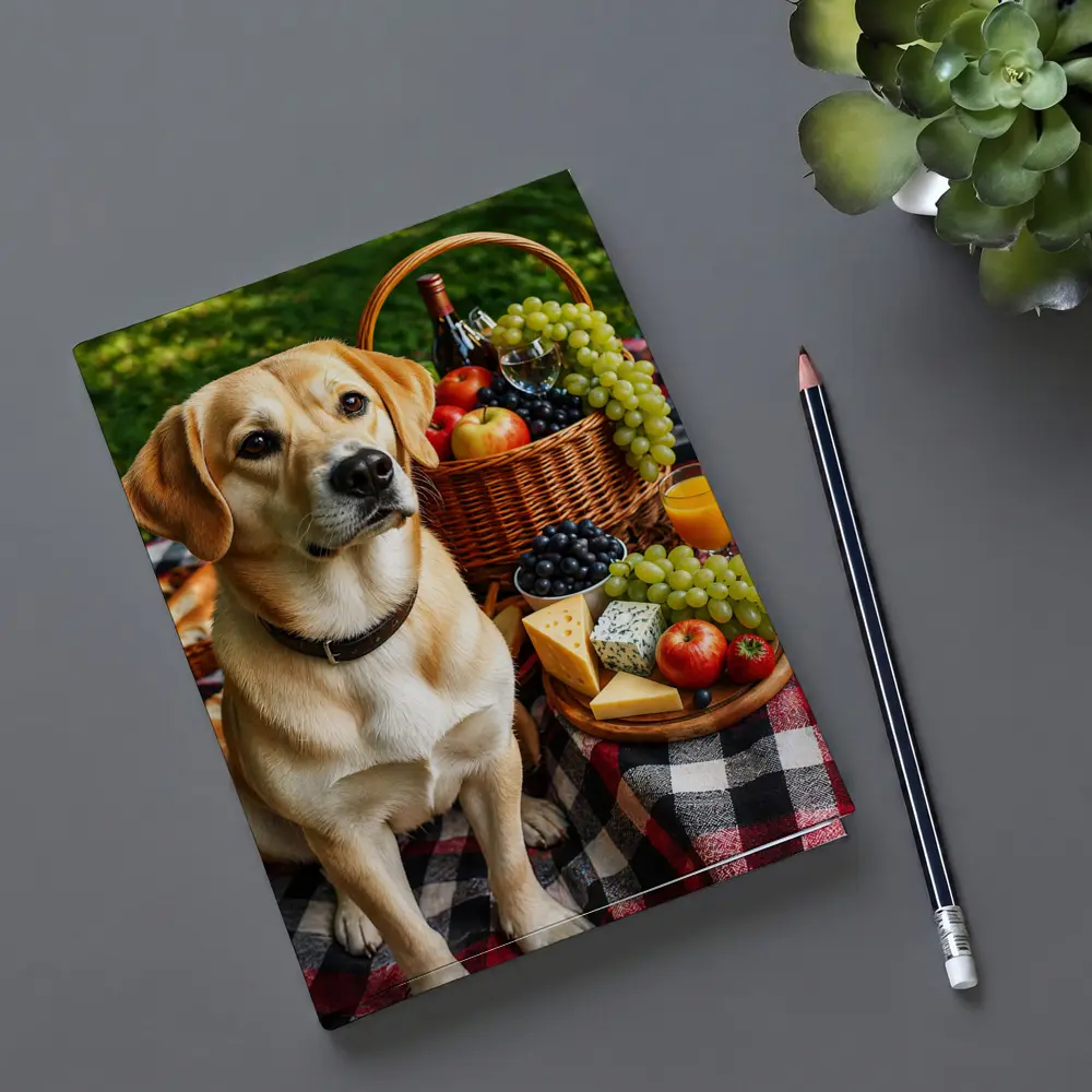 Labrador Retriever Picnic Plaid Blanket Cheese Fruit – Notebooks