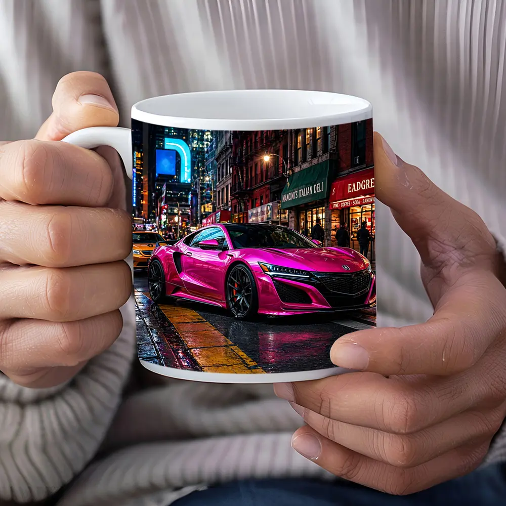 Pink Acura NSX Night City Street – Mugs