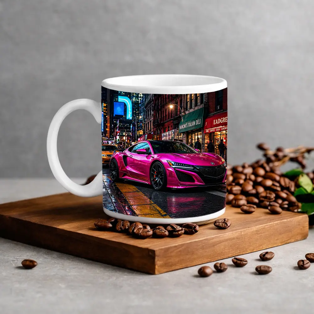 Pink Acura NSX Night City Street – Mugs