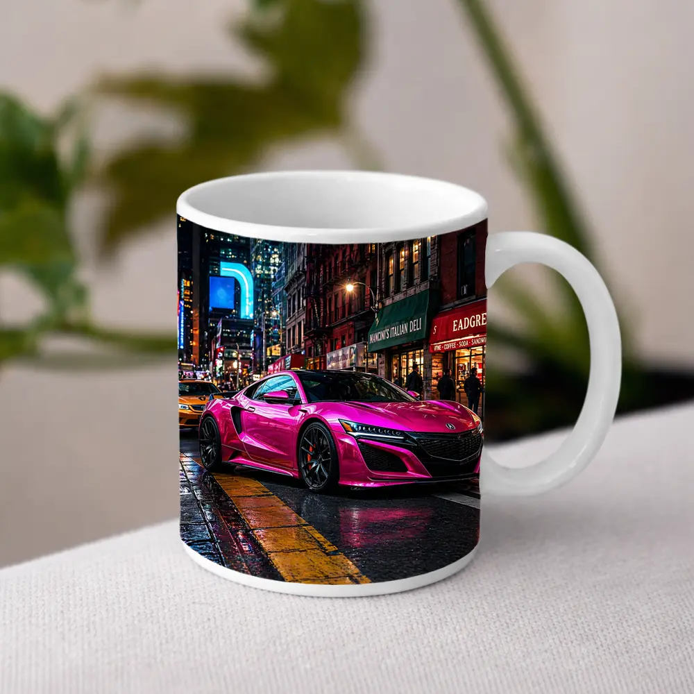 Pink Acura NSX Night City Street – Mugs