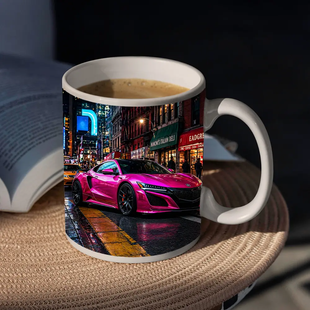 Pink Acura NSX Night City Street – Mugs