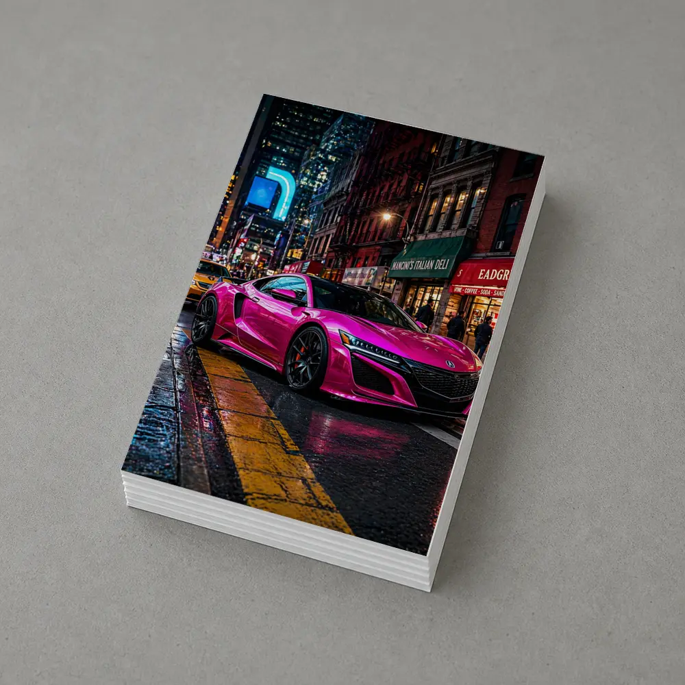Pink Acura NSX Night City Street – Postcards