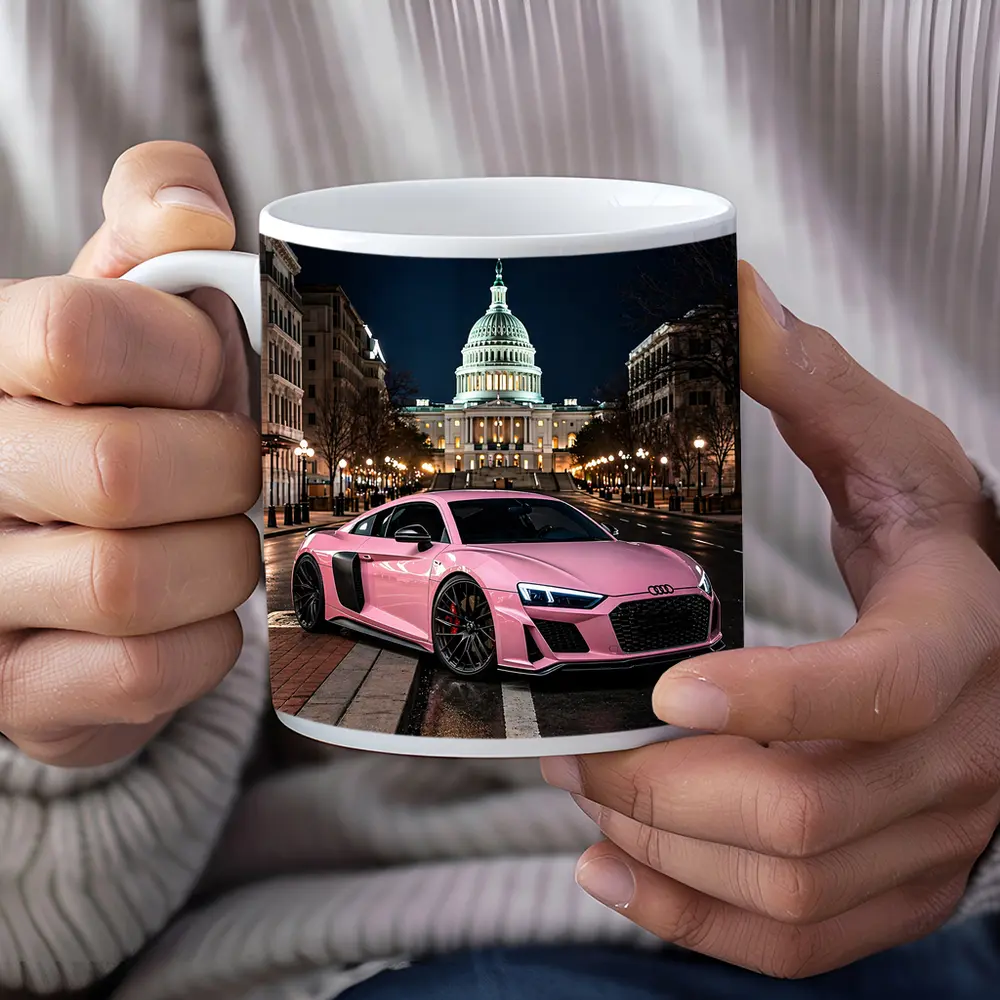 Pink Audi R8 Washington DC Night – Mugs