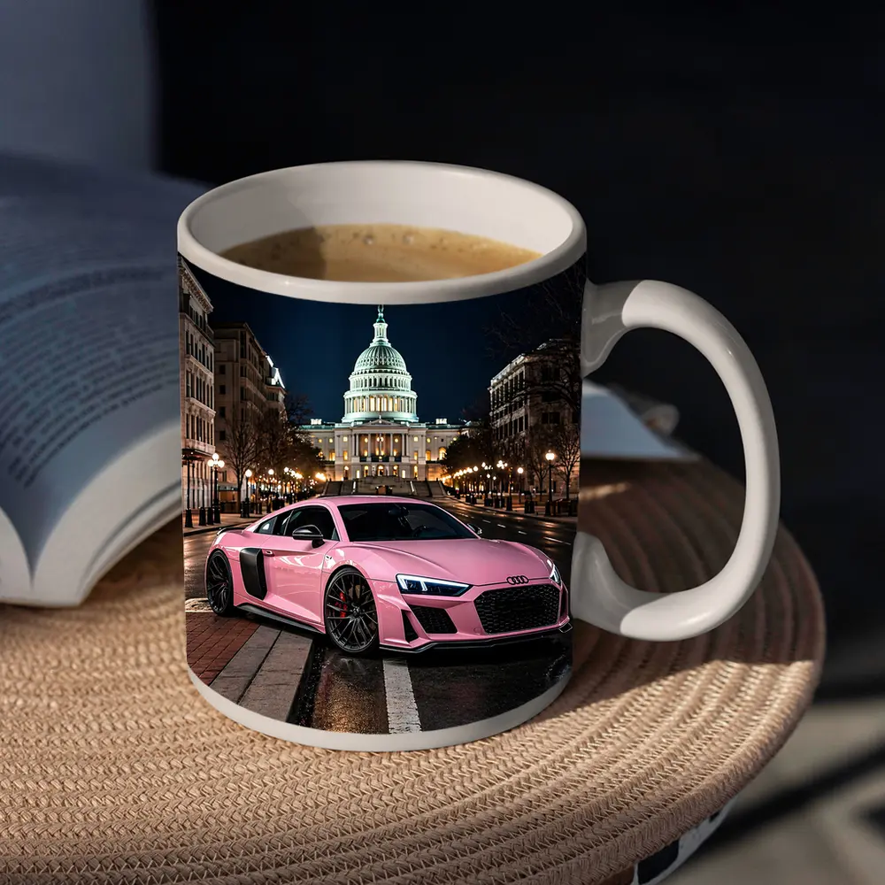 Pink Audi R8 Washington DC Night – Mugs