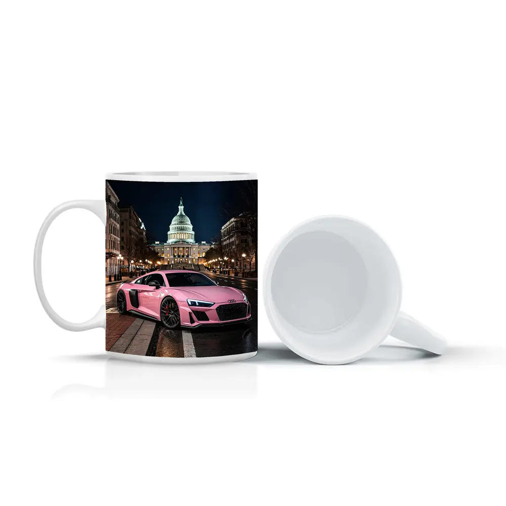 Pink Audi R8 Washington DC Night – Mugs