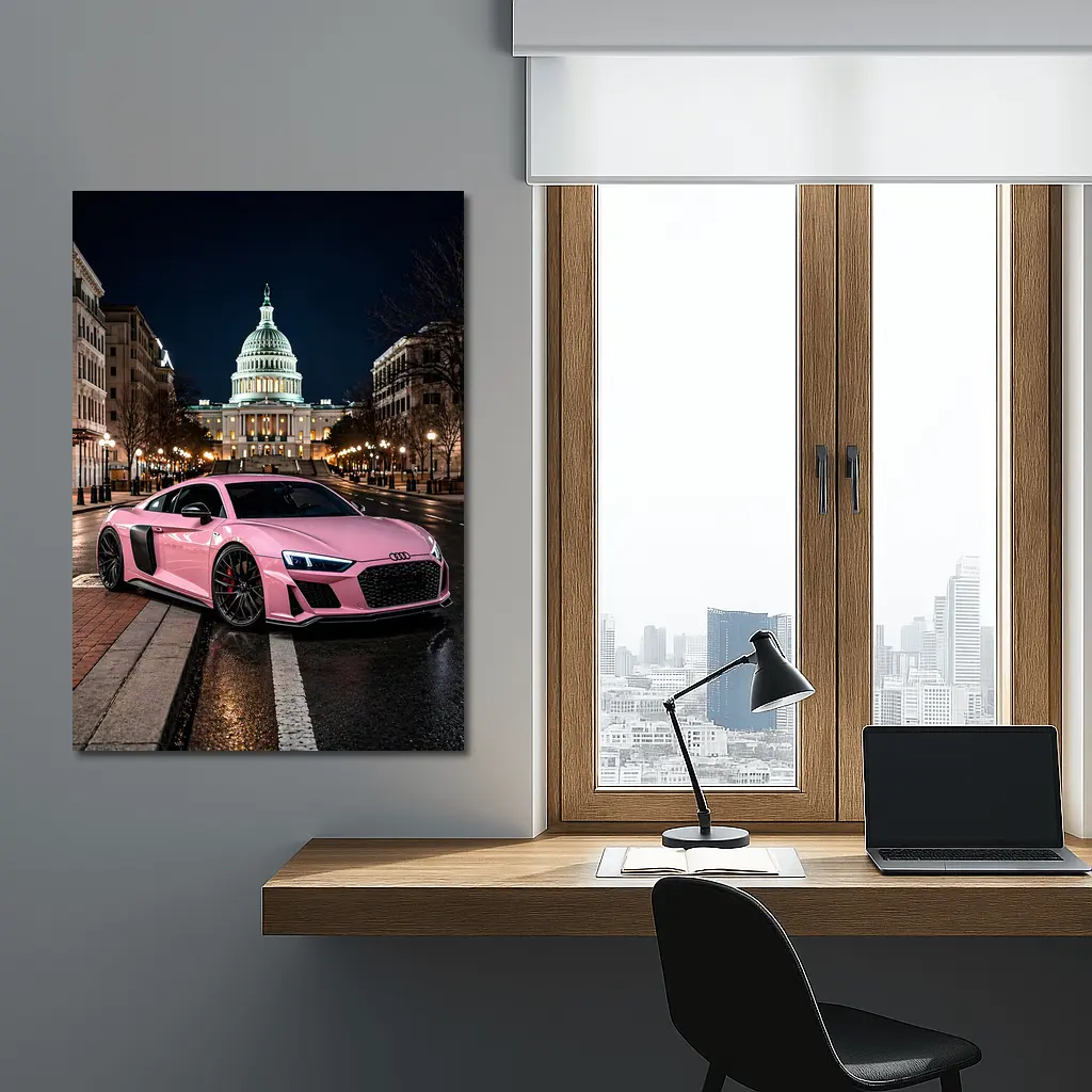 Pink Audi R8 Washington DC Night – Wall Art
