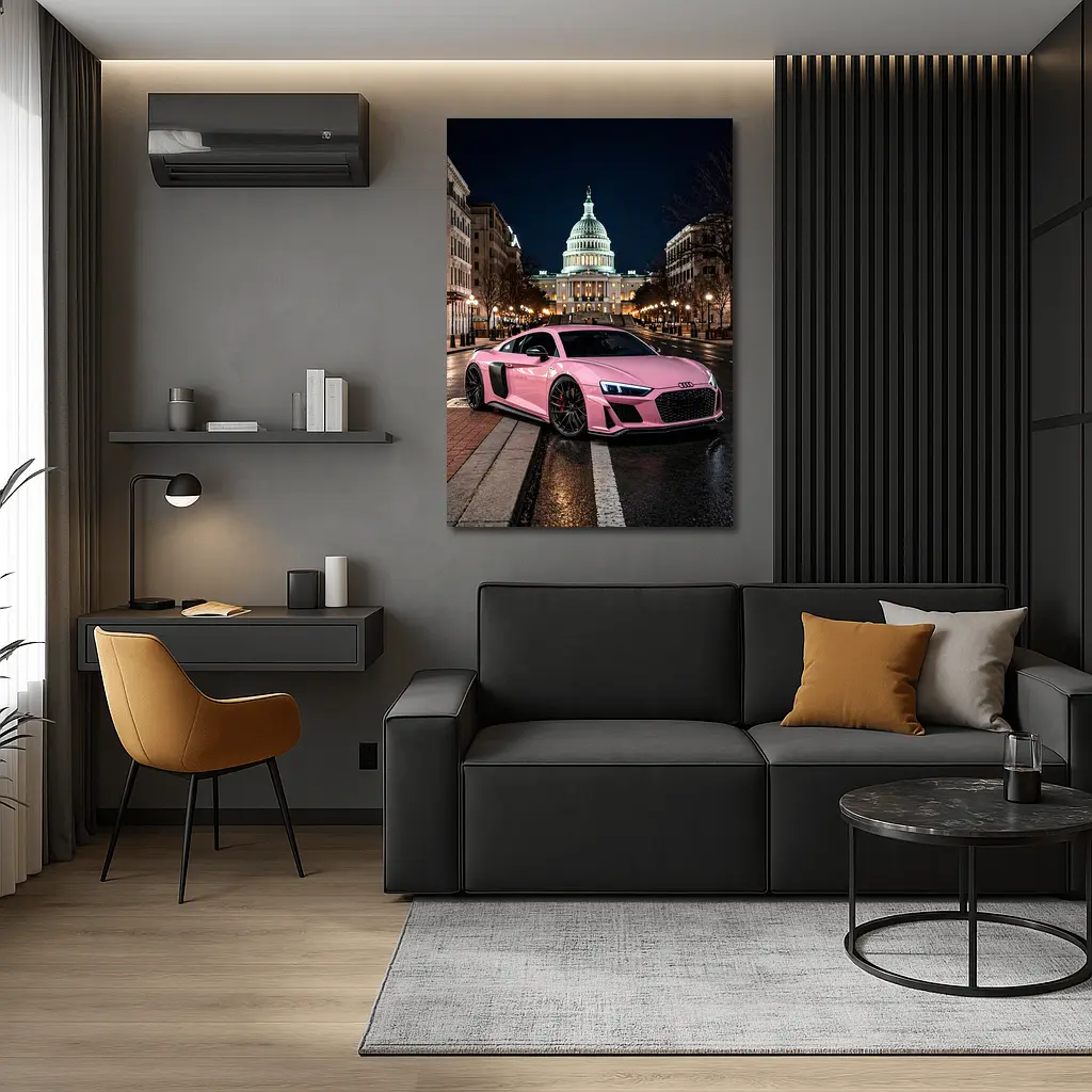 Pink Audi R8 Washington DC Night – Wall Art