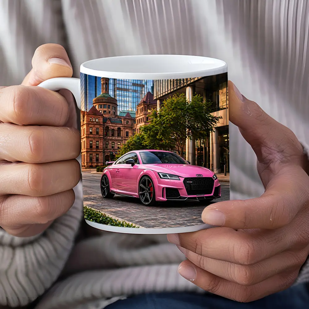 Pink Audi TT RS Urban City Setting – Mugs