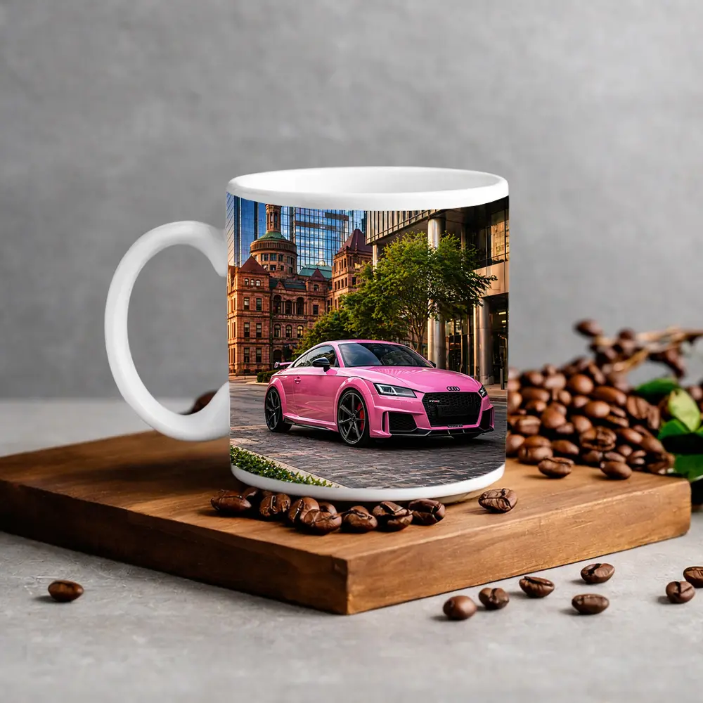 Pink Audi TT RS Urban City Setting – Mugs