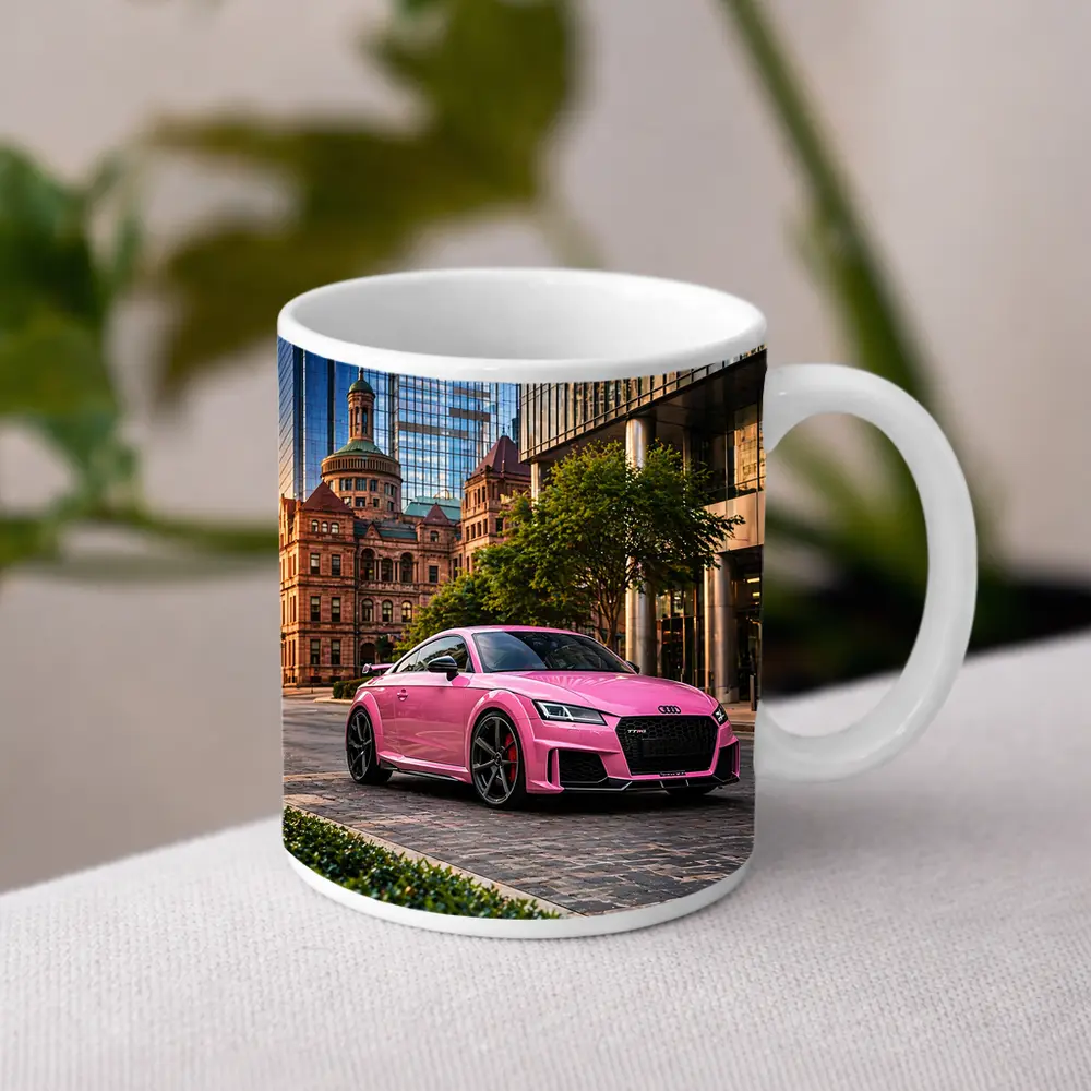 Pink Audi TT RS Urban City Setting – Mugs