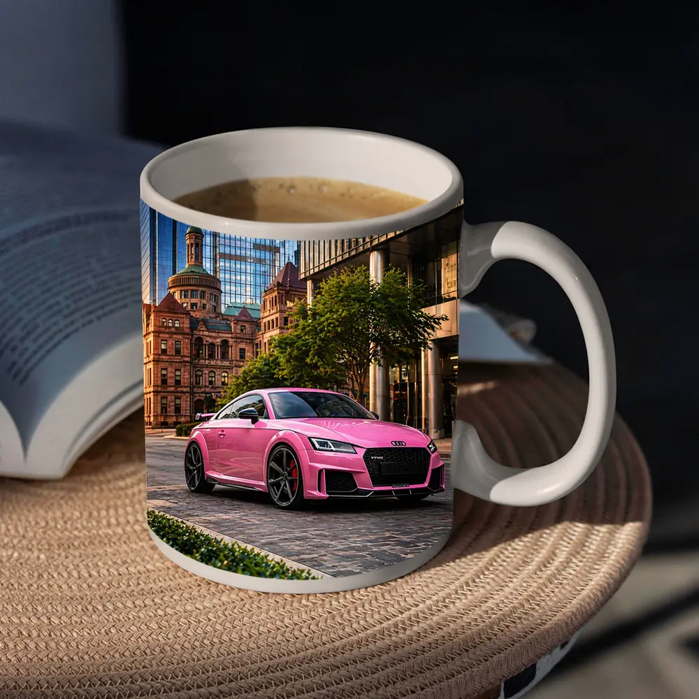 Pink Audi TT RS Urban City Setting – Mugs