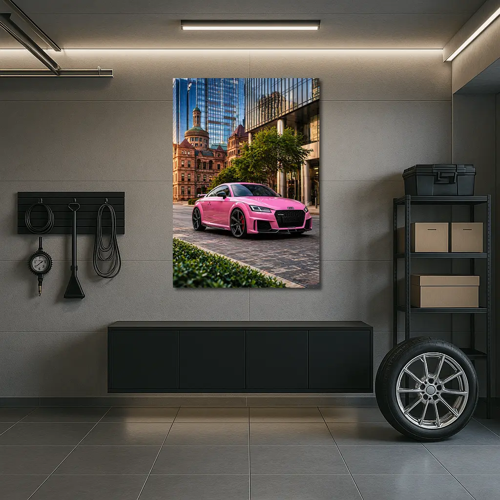 Pink Audi TT RS Urban City Setting – Wall Art
