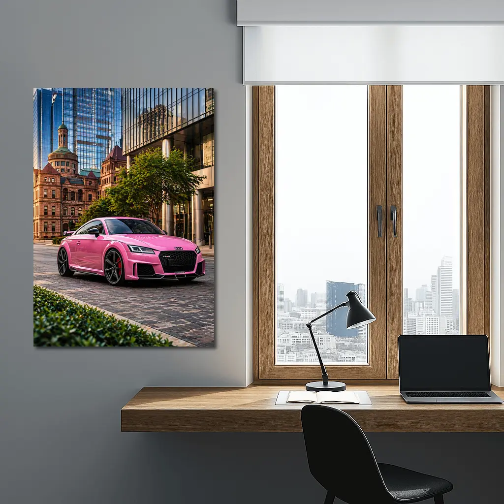 Pink Audi TT RS Urban City Setting – Wall Art