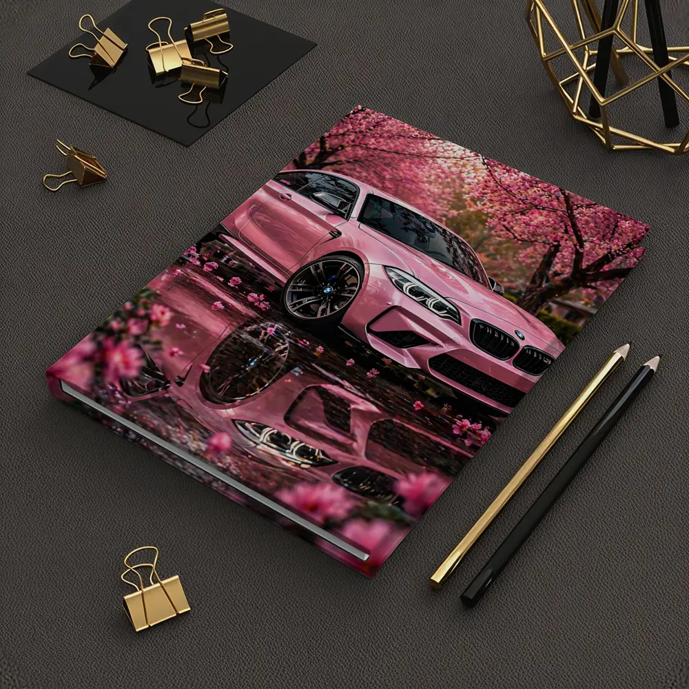 Pink BMW M2 Under Cherry Blossom Trees – Notebooks