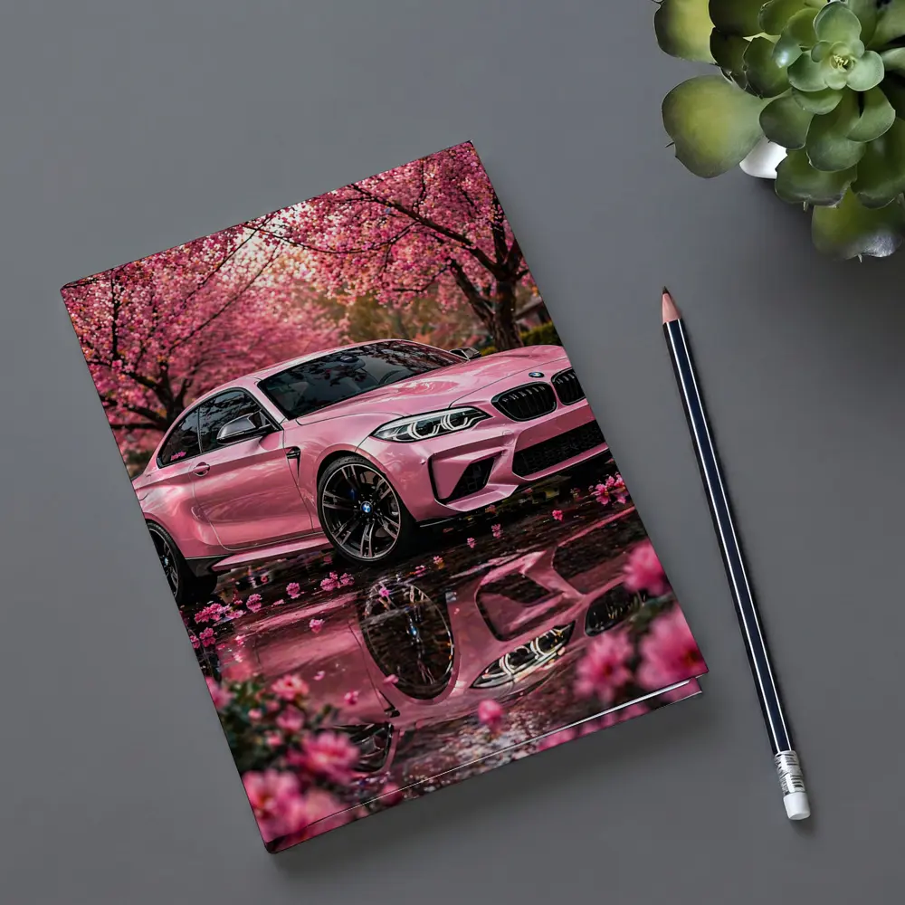 Pink BMW M2 Under Cherry Blossom Trees – Notebooks