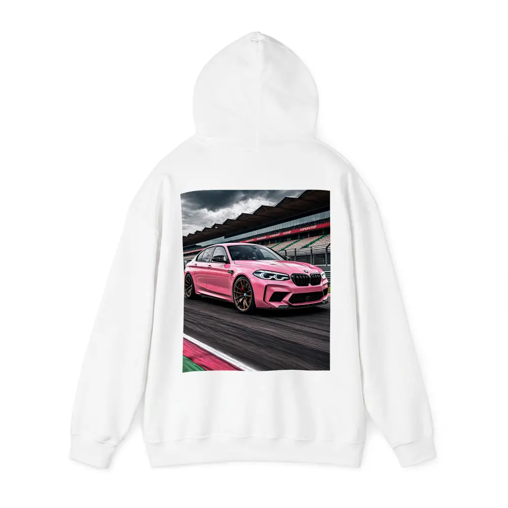 Pink BMW M5 on Racing Track – Hoodies