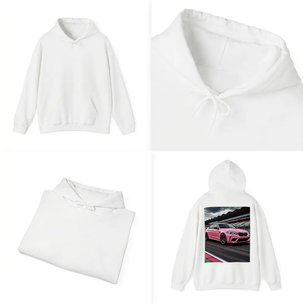 Pink BMW M5 on Racing Track – Hoodies