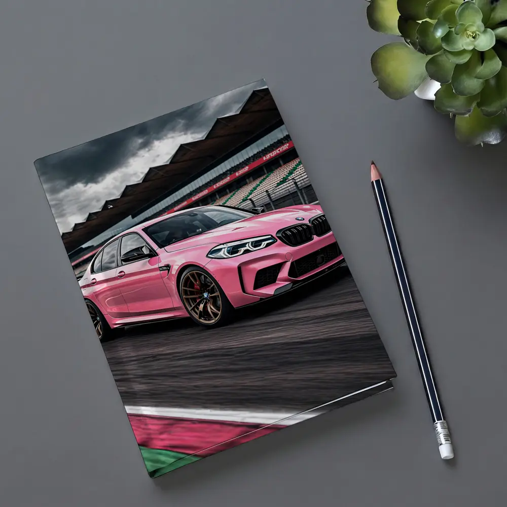 Pink BMW M5 on Racing Track – Notebooks