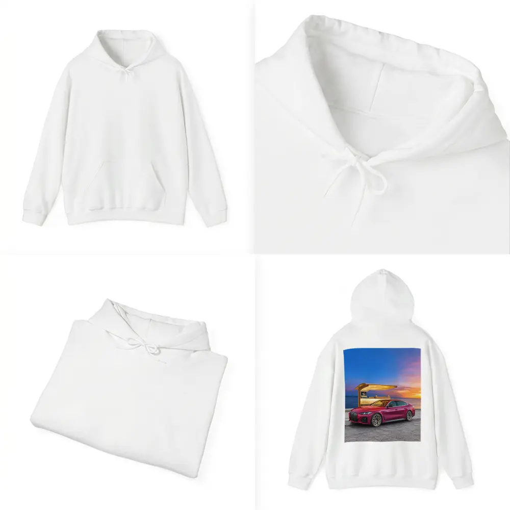 BMW i4 M50 Red Sunset Coastal Scene – Hoodies