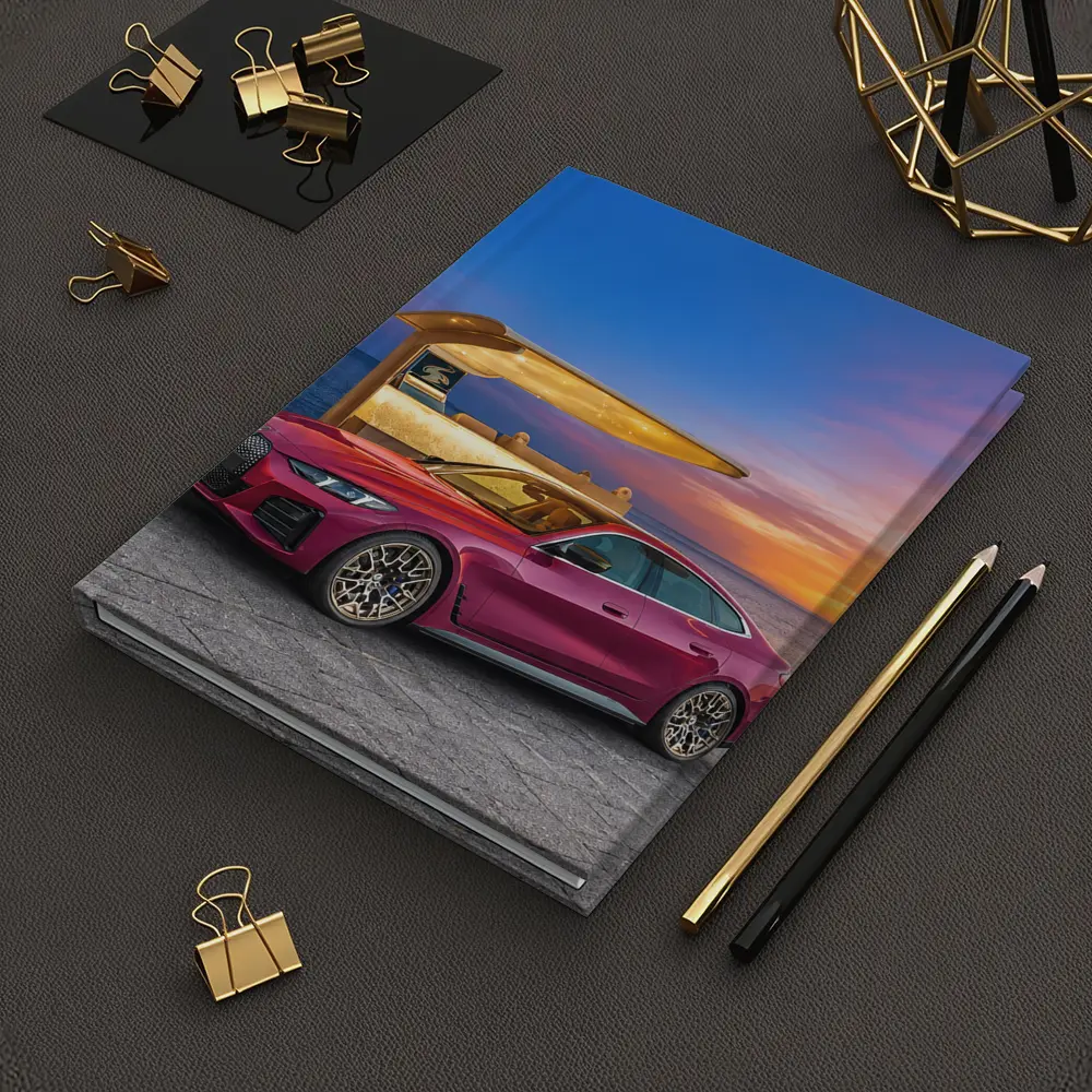 BMW i4 M50 Red Sunset Coastal Scene – Notebooks