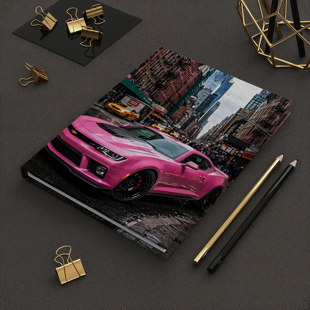 Pink Chevrolet Camaro SS New York City Streets – Notebooks
