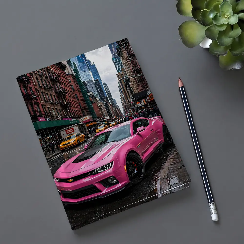 Pink Chevrolet Camaro SS New York City Streets – Notebooks