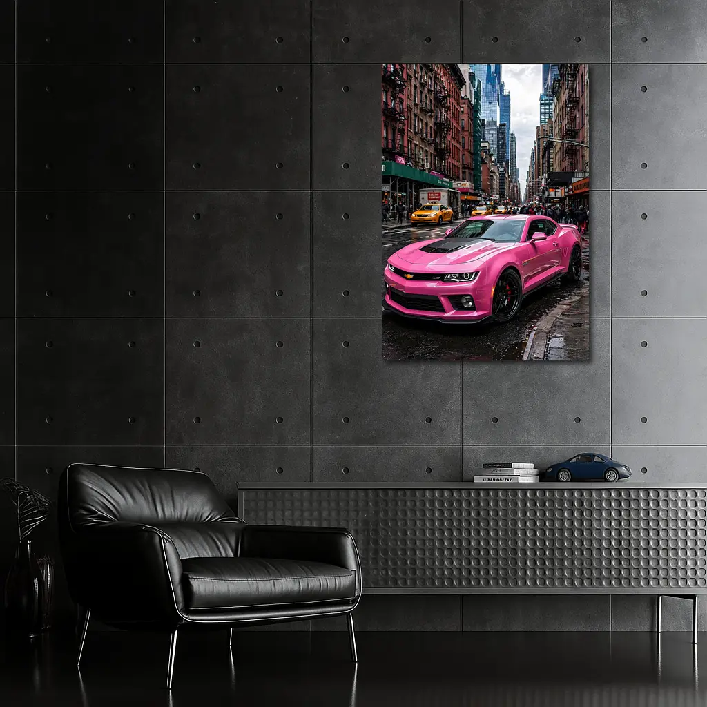Pink Chevrolet Camaro SS New York City Streets – Wall Art