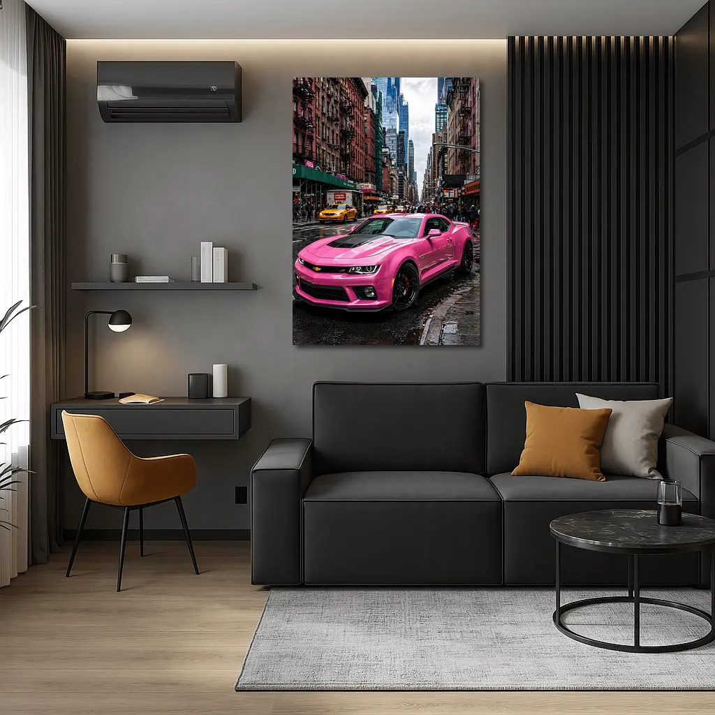 Pink Chevrolet Camaro SS New York City Streets – Wall Art