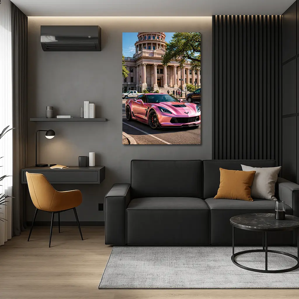 Pink Chevrolet Corvette Z06 Austin Capitol – Wall Art