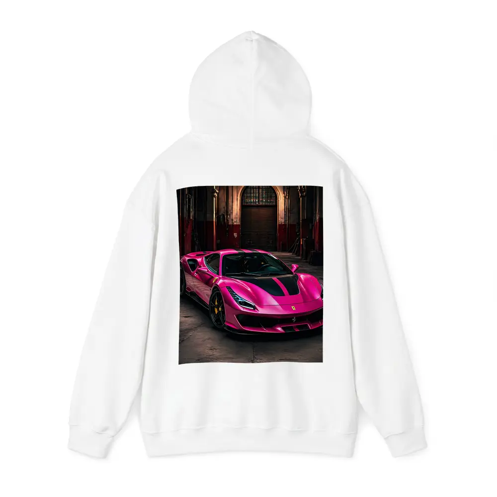 Pink Ferrari 488 GTB Industrial Garage – Hoodies