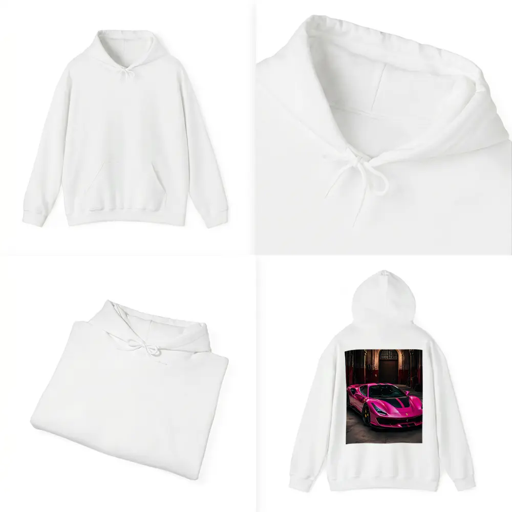 Pink Ferrari 488 GTB Industrial Garage – Hoodies