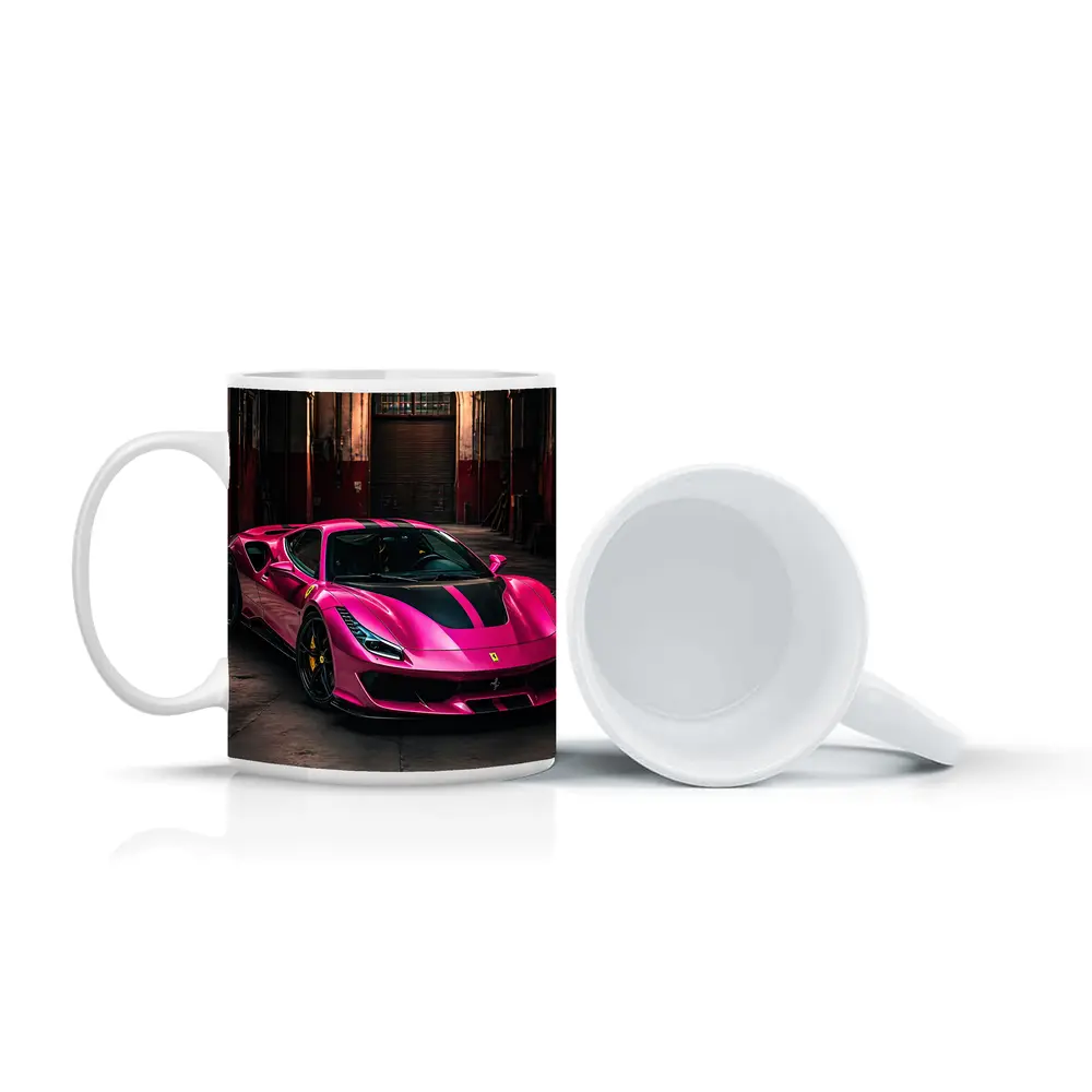 Pink Ferrari 488 GTB Industrial Garage – Mugs