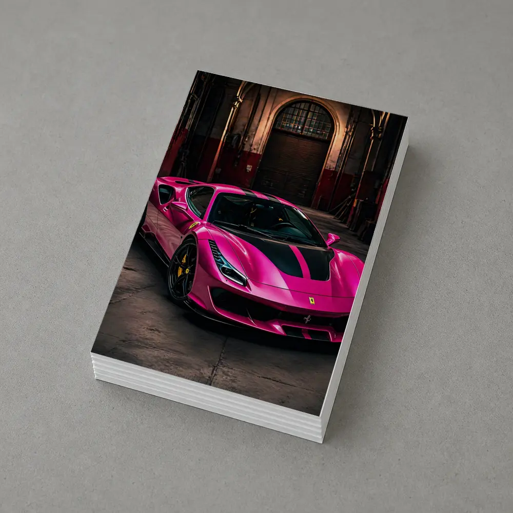 Pink Ferrari 488 GTB Industrial Garage – Postcards