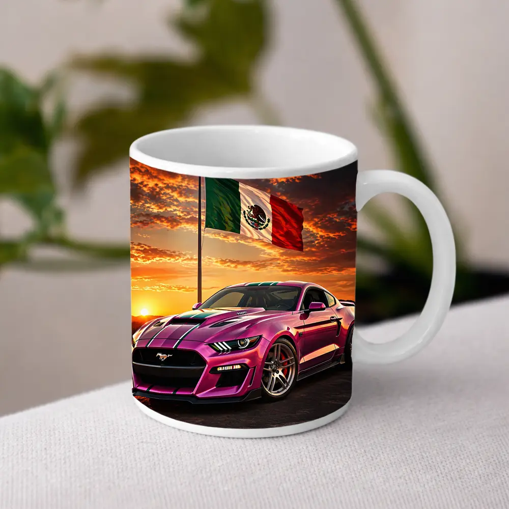 Ford Mustang GT Mexico Flag Sunset – Mugs