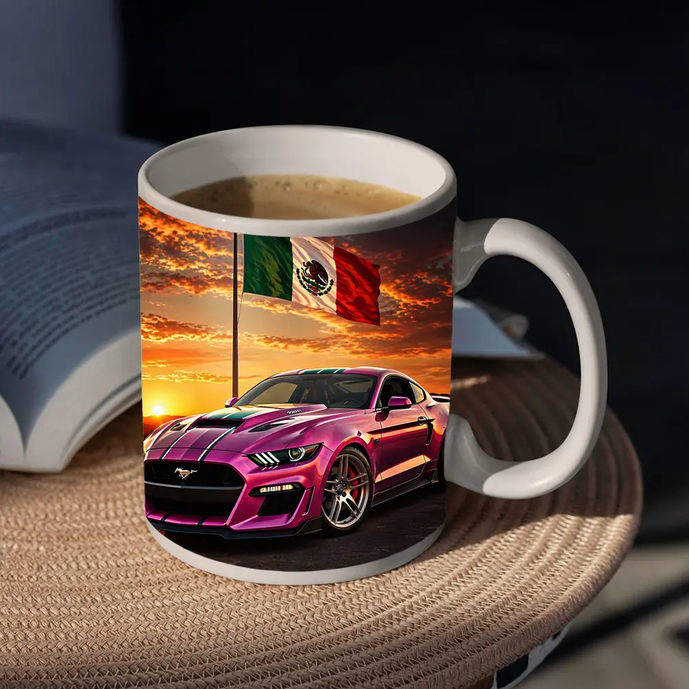 Ford Mustang GT Mexico Flag Sunset – Mugs